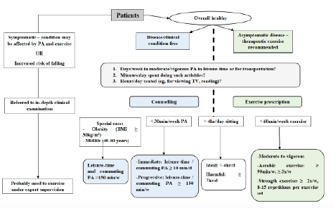 Figure 1: Flow of procedures and patients for counselling/prescribing physical activity/exercise in routine clinical care 
